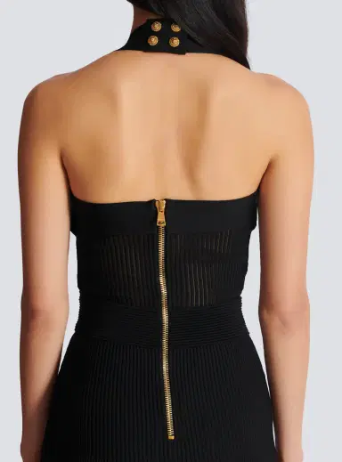 Balmain Halterneck pleated knit midi dress | Thumbnail 6 Balmain Halterneck pleated knit midi dress | Thumbnail 6