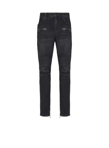 Balmain Biker jeans in black vintage denim | Thumbnail 1 Balmain Biker jeans in black vintage denim | Thumbnail 1