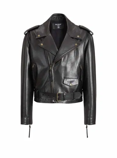 Balmain Textured leather biker jacket | Thumbnail 1 Balmain Textured leather biker jacket | Thumbnail 1