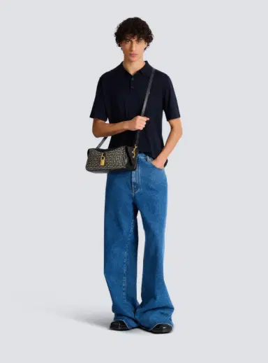 Balmain Pulse shoulder bag in monogram jacquard and calfskin | Thumbnail 2 Balmain Pulse shoulder bag in monogram jacquard and calfskin | Thumbnail 2