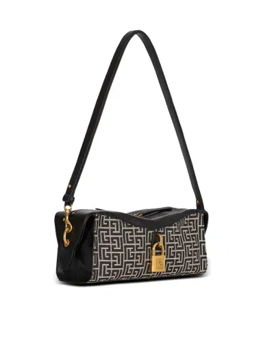 Balmain Pulse shoulder bag in monogram jacquard and calfskin | Thumbnail 3 Balmain Pulse shoulder bag in monogram jacquard and calfskin | Thumbnail 3