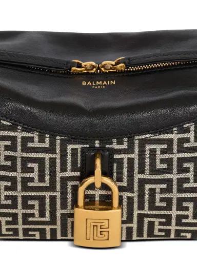 Balmain Pulse shoulder bag in monogram jacquard and calfskin | Thumbnail 5 Balmain Pulse shoulder bag in monogram jacquard and calfskin | Thumbnail 5