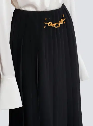 Balmain Pleated silk midi skirt with embellished detail | Thumbnail 5 Balmain Pleated silk midi skirt with embellished detail | Thumbnail 5