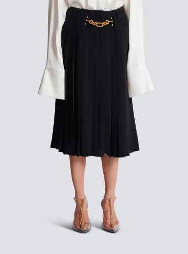 Balmain Pleated silk midi skirt with embellished detail | Thumbnail 7 Balmain Pleated silk midi skirt with embellished detail | Thumbnail 7