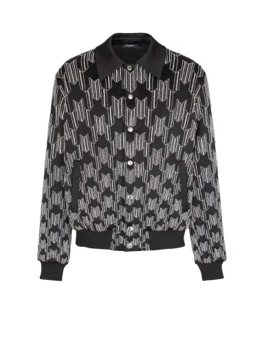 Balmain Satin bomber jacket with crystal embroidery | Thumbnail 1 Balmain Satin bomber jacket with crystal embroidery | Thumbnail 1