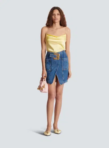 Balmain Short denim skirt with belt | Thumbnail 2 Balmain Short denim skirt with belt | Thumbnail 2