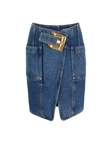 Balmain Short denim skirt with belt | Thumbnail 1 Balmain Short denim skirt with belt | Thumbnail 1
