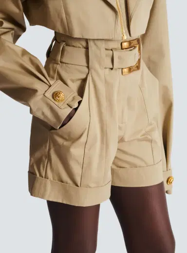 Balmain Cotton gabardine shorts with belt | Thumbnail 6 Balmain Cotton gabardine shorts with belt | Thumbnail 6