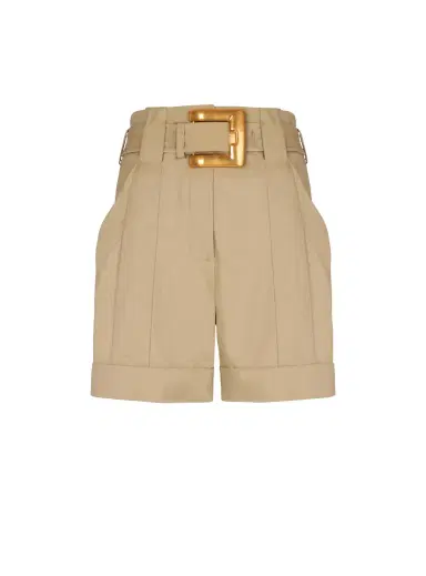 Balmain Cotton gabardine shorts with belt | Thumbnail 1 Balmain Cotton gabardine shorts with belt | Thumbnail 1