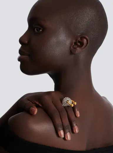 Balmain Piercing brass and rhinestone ring | Thumbnail 2 Balmain Piercing brass and rhinestone ring | Thumbnail 2
