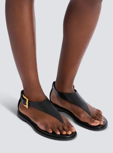 Balmain Anthem flat toe-post sandals in lambskin leather | Thumbnail 2 Balmain Anthem flat toe-post sandals in lambskin leather | Thumbnail 2