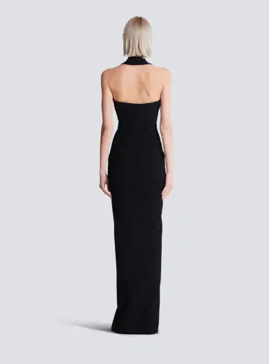 Balmain Long crepe dress with belt | Thumbnail 4 Balmain Long crepe dress with belt | Thumbnail 4