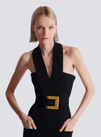 Balmain Long crepe dress with belt | Thumbnail 6 Balmain Long crepe dress with belt | Thumbnail 6