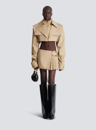 Balmain Short gabardine skirt with belt detail | Thumbnail 2 Balmain Short gabardine skirt with belt detail | Thumbnail 2