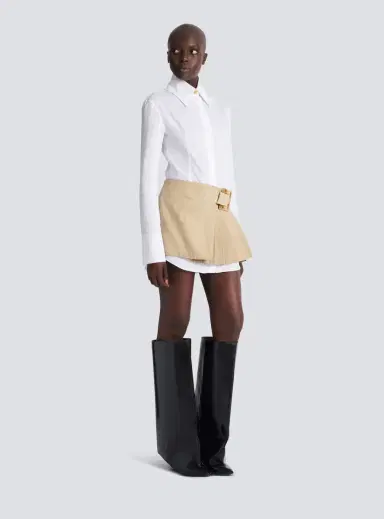 Balmain Short gabardine skirt with belt detail | Thumbnail 3 Balmain Short gabardine skirt with belt detail | Thumbnail 3