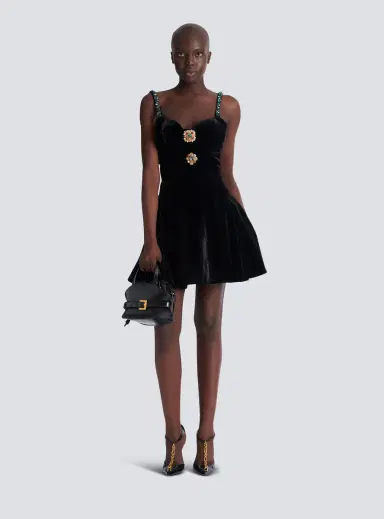Balmain Embellished strappy velvet dress | Thumbnail 2 Balmain Embellished strappy velvet dress | Thumbnail 2