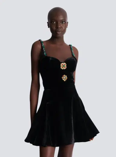 Balmain Embellished strappy velvet dress | Thumbnail 6 Balmain Embellished strappy velvet dress | Thumbnail 6