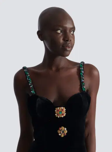 Balmain Embellished strappy velvet dress | Thumbnail 7 Balmain Embellished strappy velvet dress | Thumbnail 7