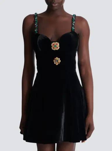 Balmain Embellished strappy velvet dress | Thumbnail 8 Balmain Embellished strappy velvet dress | Thumbnail 8