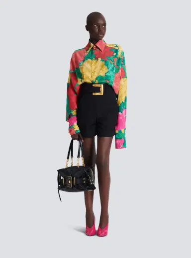 Balmain Crepe shirt dress with roses print | Thumbnail 2 Balmain Crepe shirt dress with roses print | Thumbnail 2