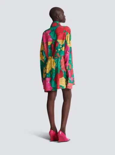 Balmain Crepe shirt dress with roses print | Thumbnail 4 Balmain Crepe shirt dress with roses print | Thumbnail 4