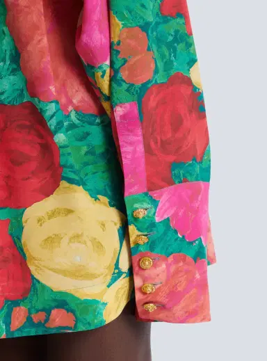 Balmain Crepe shirt dress with roses print | Thumbnail 5 Balmain Crepe shirt dress with roses print | Thumbnail 5