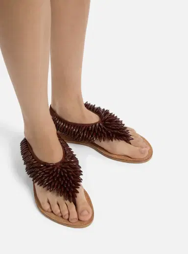 Balmain Flat sandals in suede and beads | Thumbnail 2 Balmain Flat sandals in suede and beads | Thumbnail 2