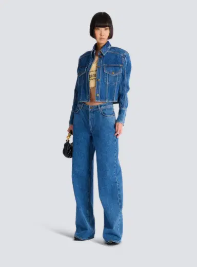 Balmain Cropped faded denim jacket | Thumbnail 2 Balmain Cropped faded denim jacket | Thumbnail 2