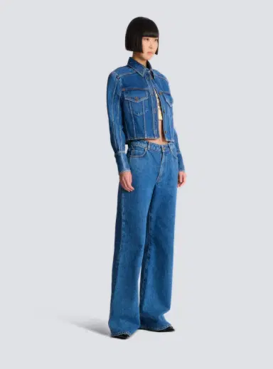 Balmain Cropped faded denim jacket | Thumbnail 3 Balmain Cropped faded denim jacket | Thumbnail 3