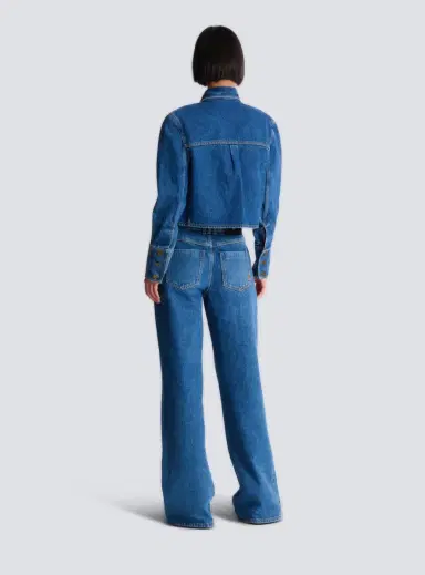Balmain Cropped faded denim jacket | Thumbnail 4 Balmain Cropped faded denim jacket | Thumbnail 4