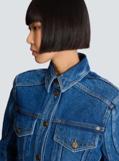 Balmain Cropped faded denim jacket | Thumbnail 5 Balmain Cropped faded denim jacket | Thumbnail 5