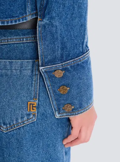 Balmain Cropped faded denim jacket | Thumbnail 6 Balmain Cropped faded denim jacket | Thumbnail 6