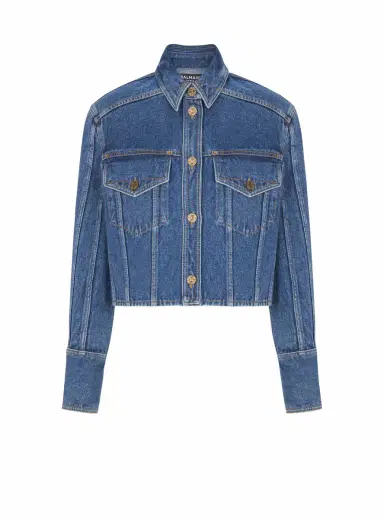 Balmain Cropped faded denim jacket | Thumbnail 1 Balmain Cropped faded denim jacket | Thumbnail 1