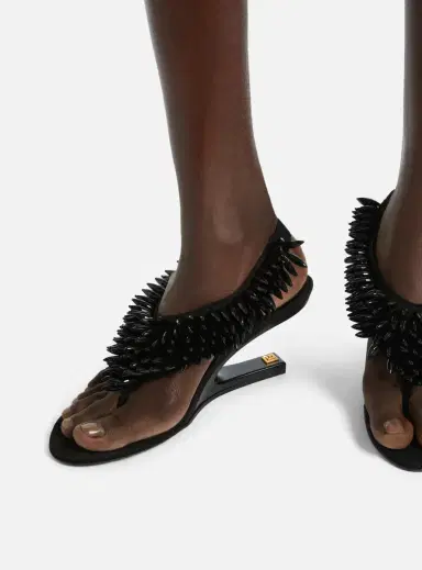 Balmain No Wedge beaded suede sandals | Thumbnail 2 Balmain No Wedge beaded suede sandals | Thumbnail 2