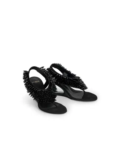 Balmain No Wedge beaded suede sandals | Thumbnail 3 Balmain No Wedge beaded suede sandals | Thumbnail 3