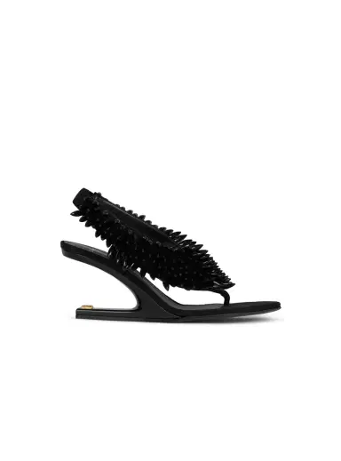 Balmain No Wedge beaded suede sandals | Thumbnail 1 Balmain No Wedge beaded suede sandals | Thumbnail 1