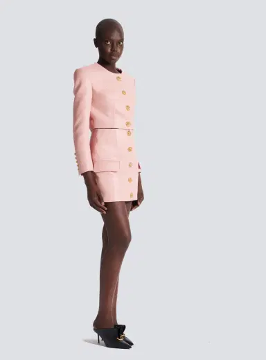 Balmain Short lambskin skirt with buttons | Thumbnail 3 Balmain Short lambskin skirt with buttons | Thumbnail 3