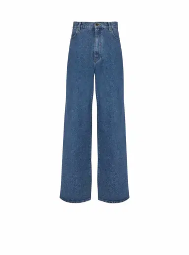 Balmain Blue denim wide-leg jeans | Thumbnail 1 Balmain Blue denim wide-leg jeans | Thumbnail 1