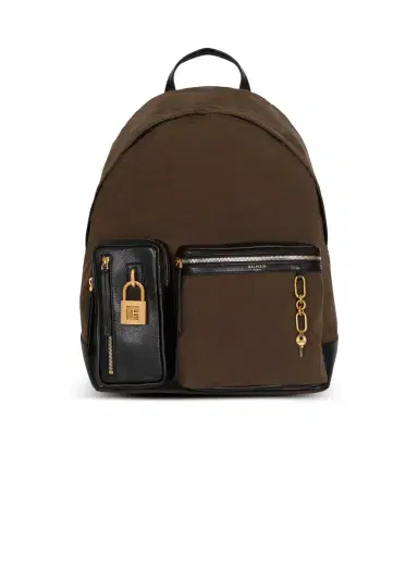 Balmain Pulse calfskin and nylon backpack | Thumbnail 1 Balmain Pulse calfskin and nylon backpack | Thumbnail 1
