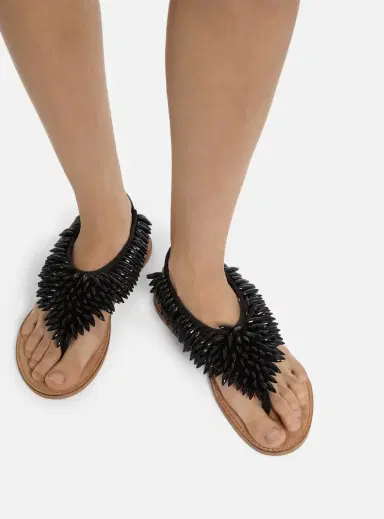 Balmain Flat sandals in suede and beads | Thumbnail 2 Balmain Flat sandals in suede and beads | Thumbnail 2