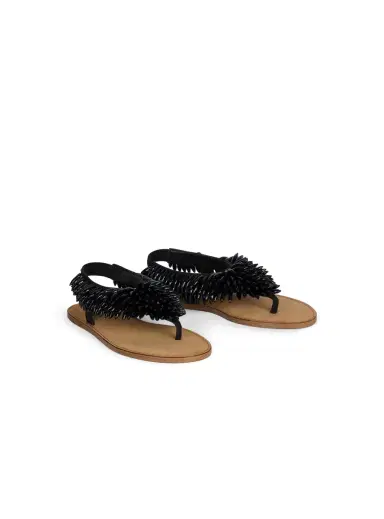 Balmain Flat sandals in suede and beads | Thumbnail 3 Balmain Flat sandals in suede and beads | Thumbnail 3