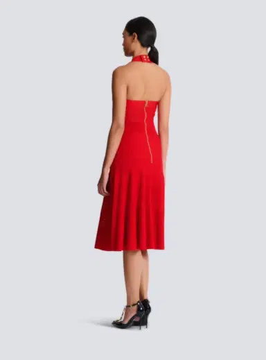 Balmain Halterneck pleated knit midi dress | Thumbnail 4 Balmain Halterneck pleated knit midi dress | Thumbnail 4