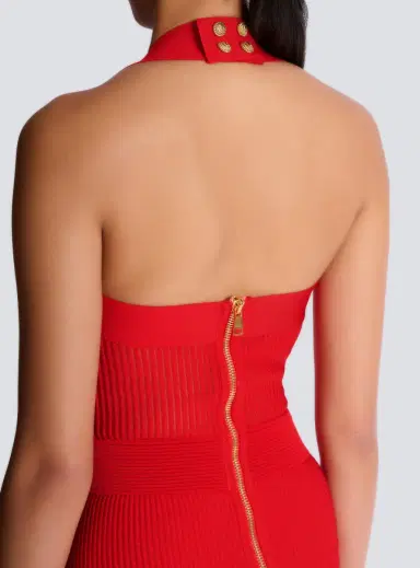 Balmain Halterneck pleated knit midi dress | Thumbnail 5 Balmain Halterneck pleated knit midi dress | Thumbnail 5