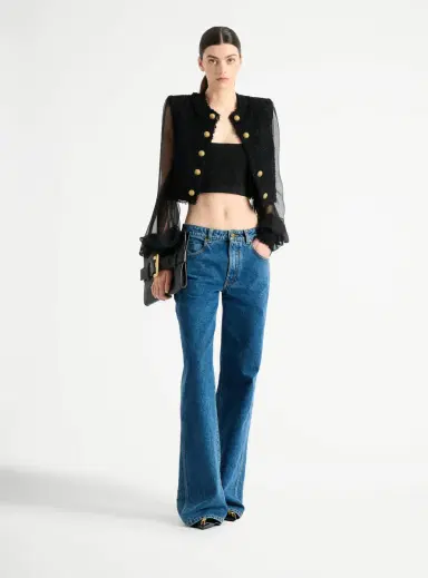 Balmain Cropped tweed and muslin jacket | Thumbnail 2 Balmain Cropped tweed and muslin jacket | Thumbnail 2