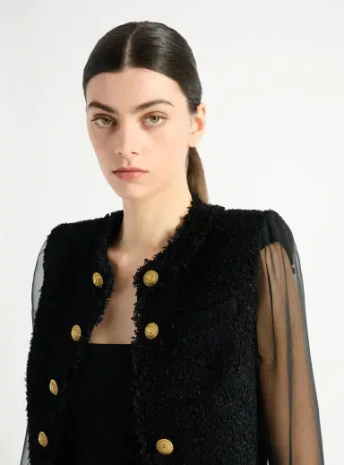 Balmain Cropped tweed and muslin jacket | Thumbnail 5 Balmain Cropped tweed and muslin jacket | Thumbnail 5