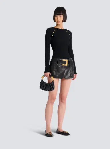 Balmain Belted Leather Mini Skirt | Thumbnail 2 Balmain Belted Leather Mini Skirt | Thumbnail 2