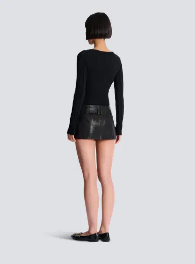 Balmain Belted Leather Mini Skirt | Thumbnail 4 Balmain Belted Leather Mini Skirt | Thumbnail 4