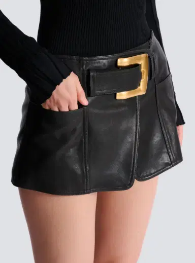 Balmain Belted Leather Mini Skirt | Thumbnail 5 Balmain Belted Leather Mini Skirt | Thumbnail 5