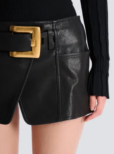 Balmain Belted Leather Mini Skirt | Thumbnail 6 Balmain Belted Leather Mini Skirt | Thumbnail 6