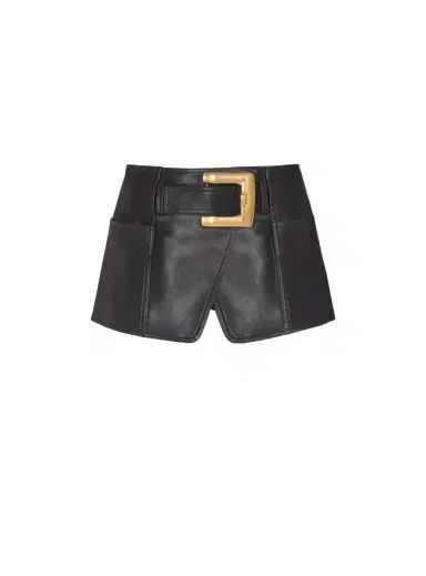 Balmain Belted Leather Mini Skirt | Thumbnail 1 Balmain Belted Leather Mini Skirt | Thumbnail 1